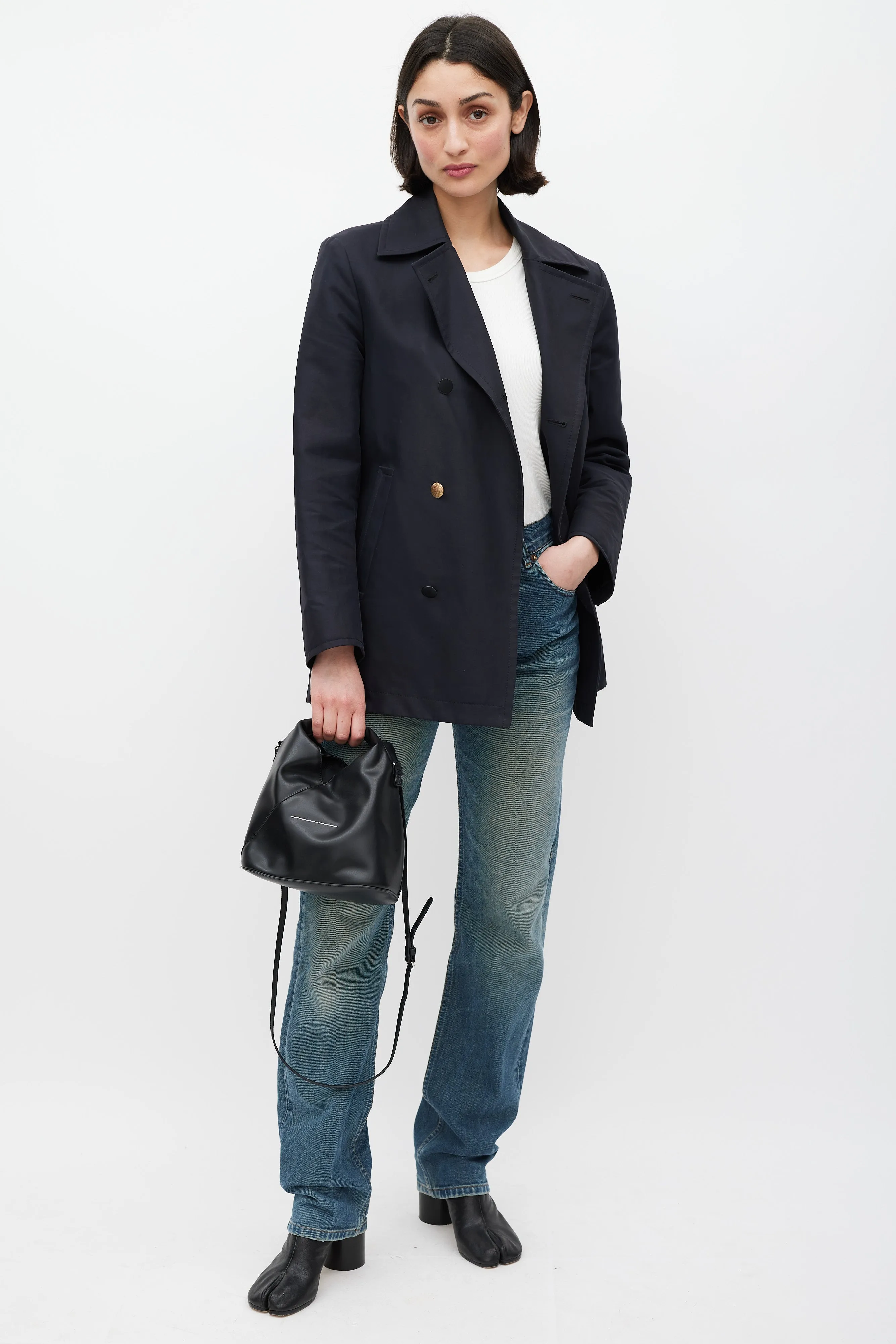 Black Faux Leather New Japanese Mini Tote
