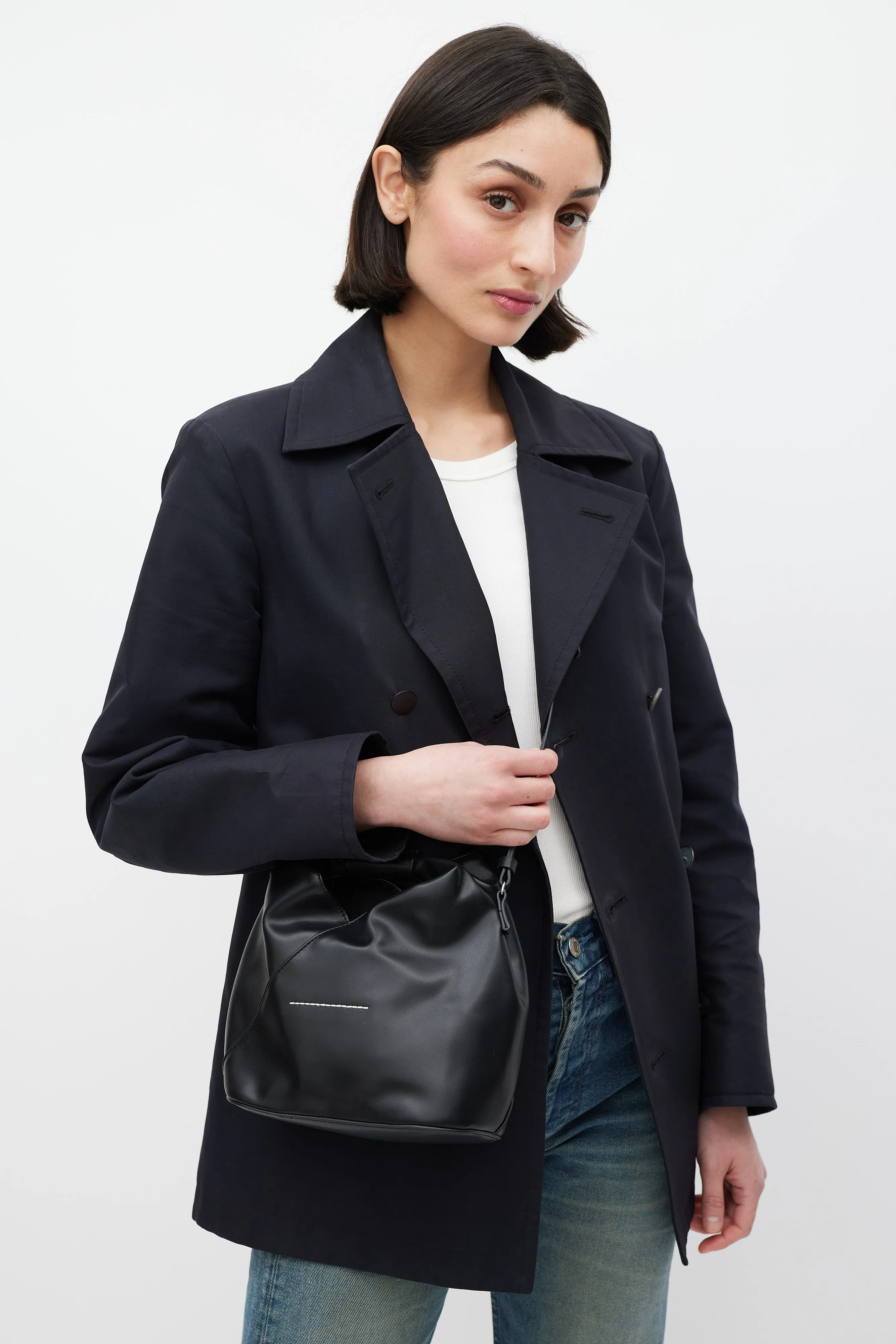 Black Faux Leather New Japanese Mini Tote