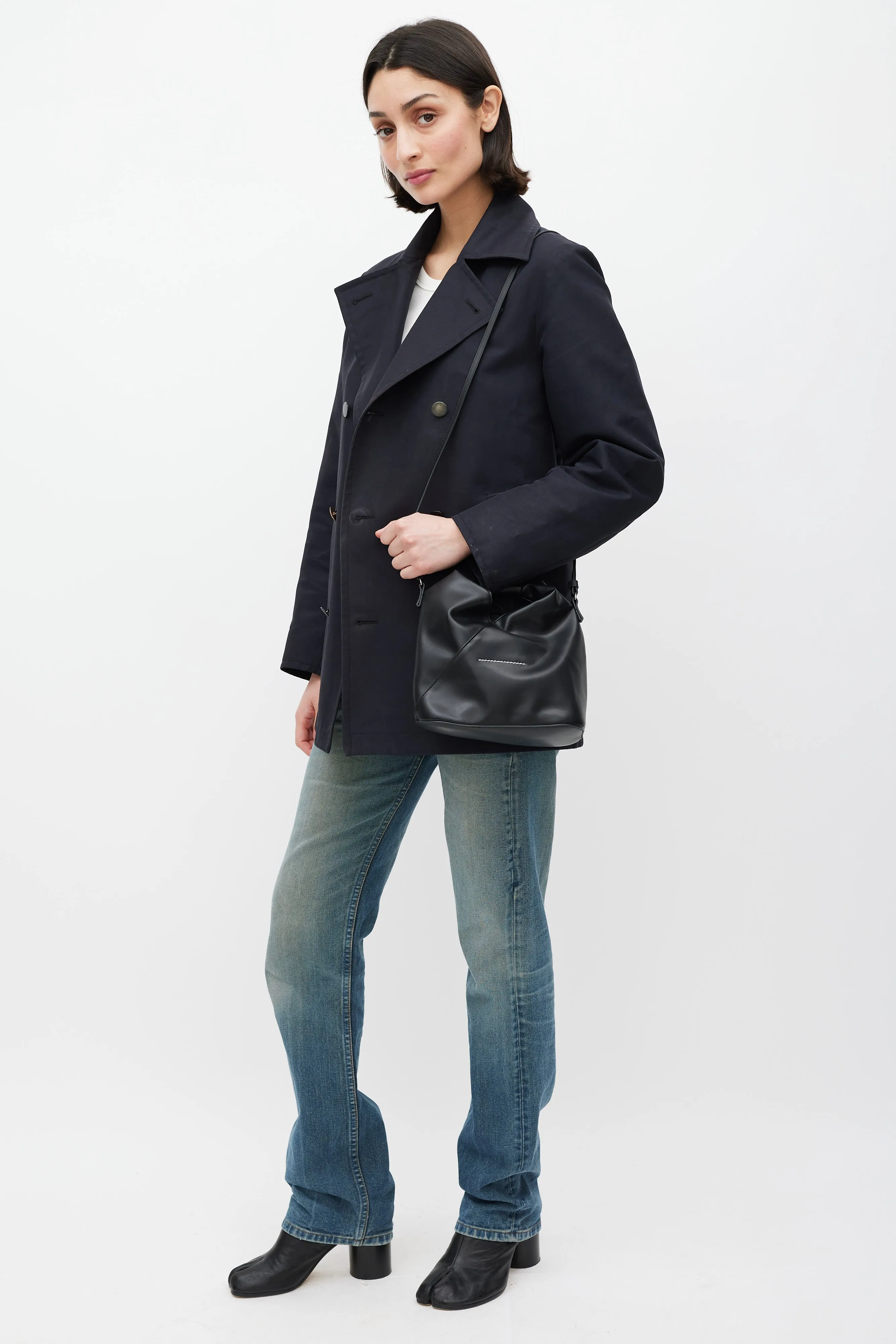Black Faux Leather New Japanese Mini Tote