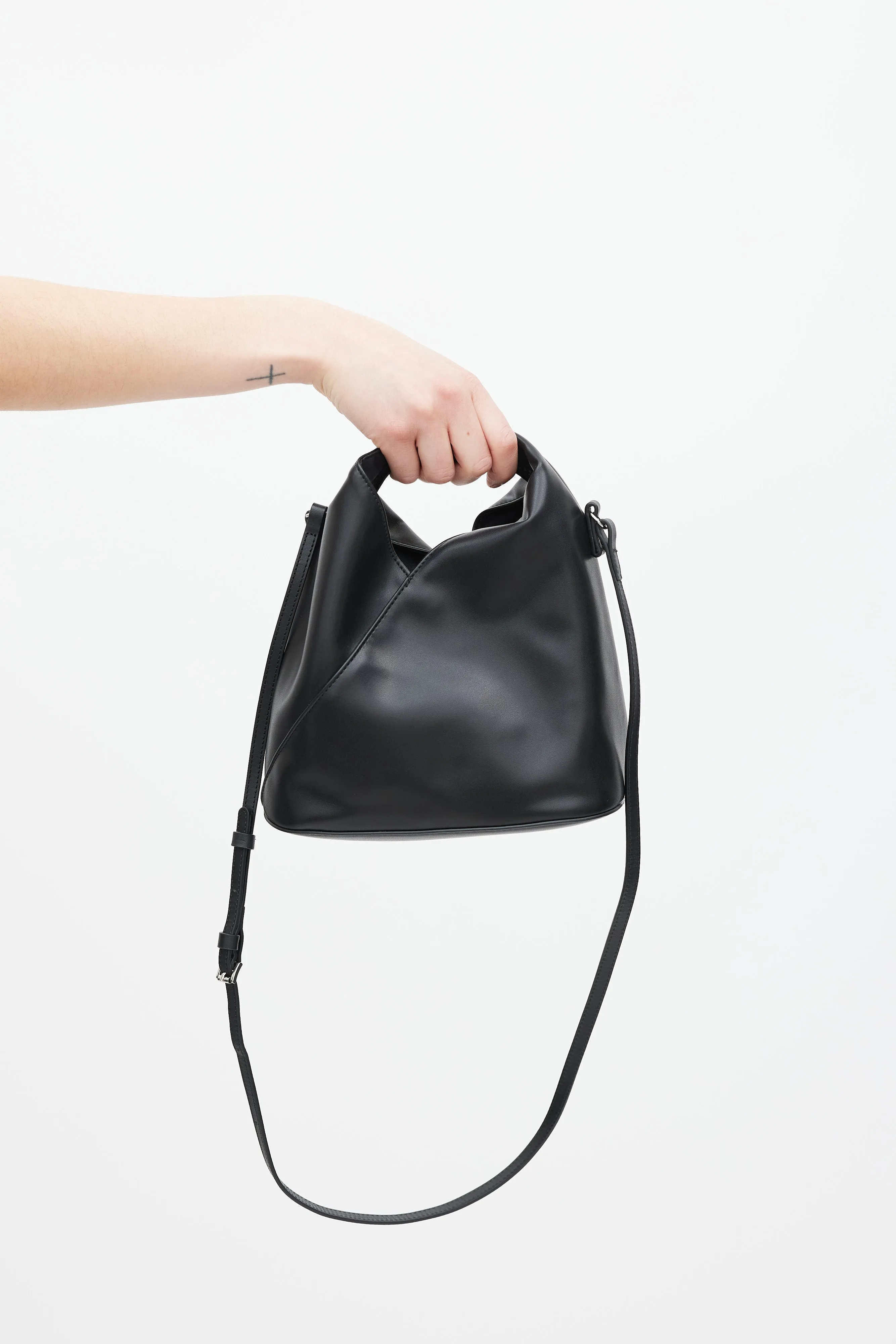 Black Faux Leather New Japanese Mini Tote