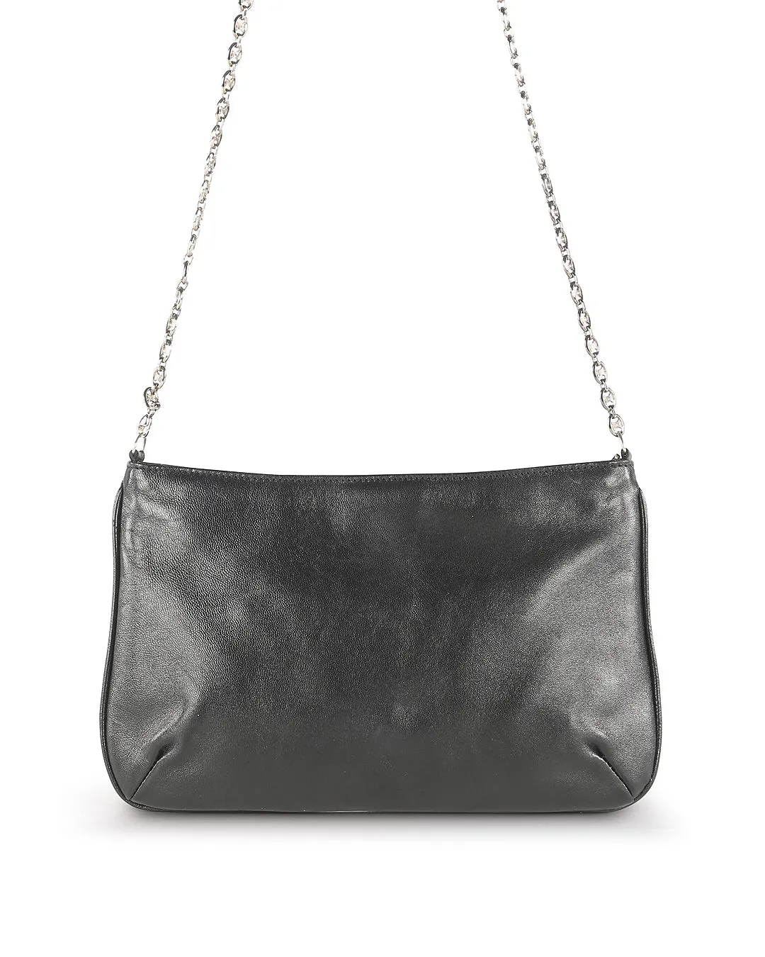 Celine Black Leather Floral Aplique Mini Shoulder Bag