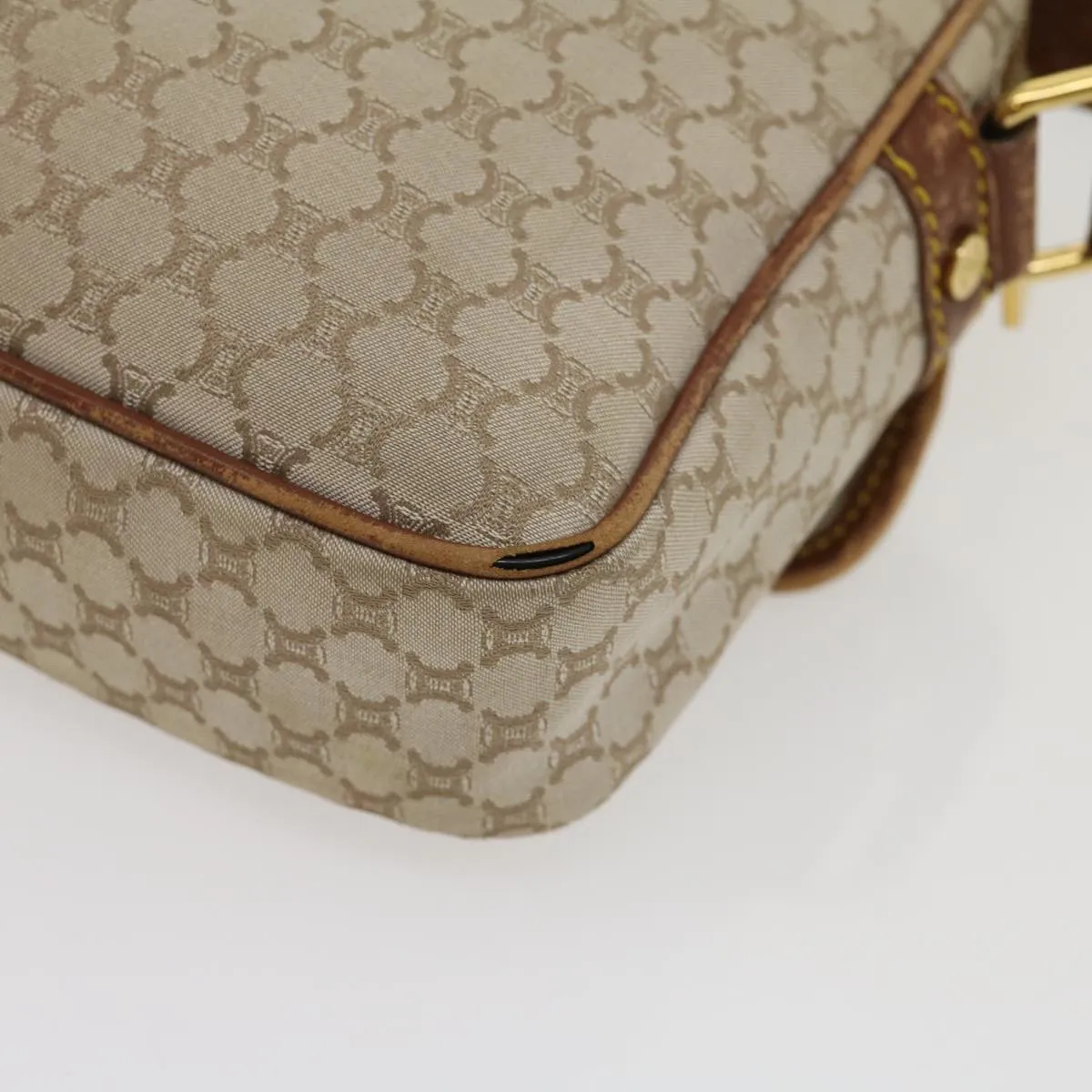 Celine Macadam Canvas Shoulder Bag Beige Brown  ar7069