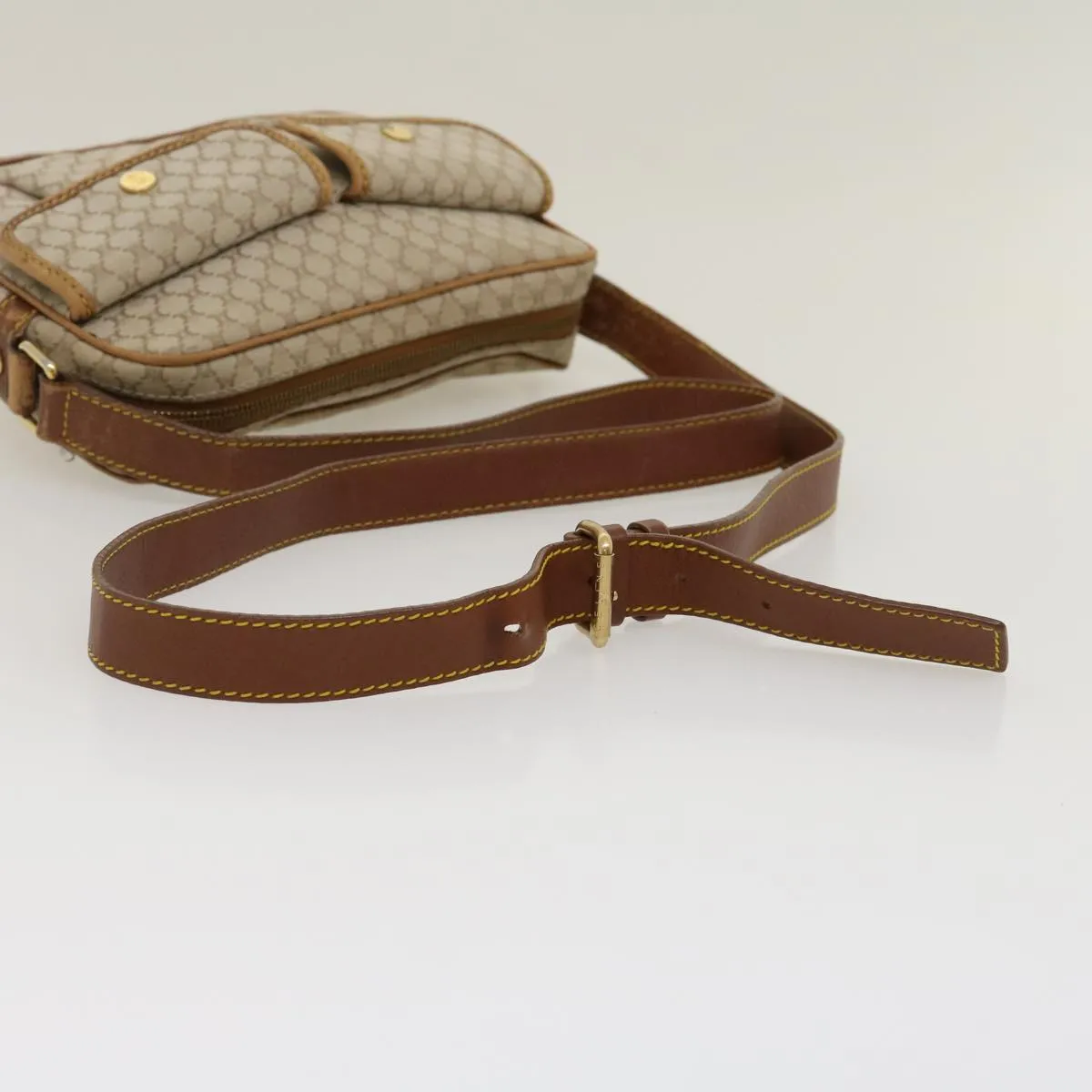 Celine Macadam Canvas Shoulder Bag Beige Brown  ar7069