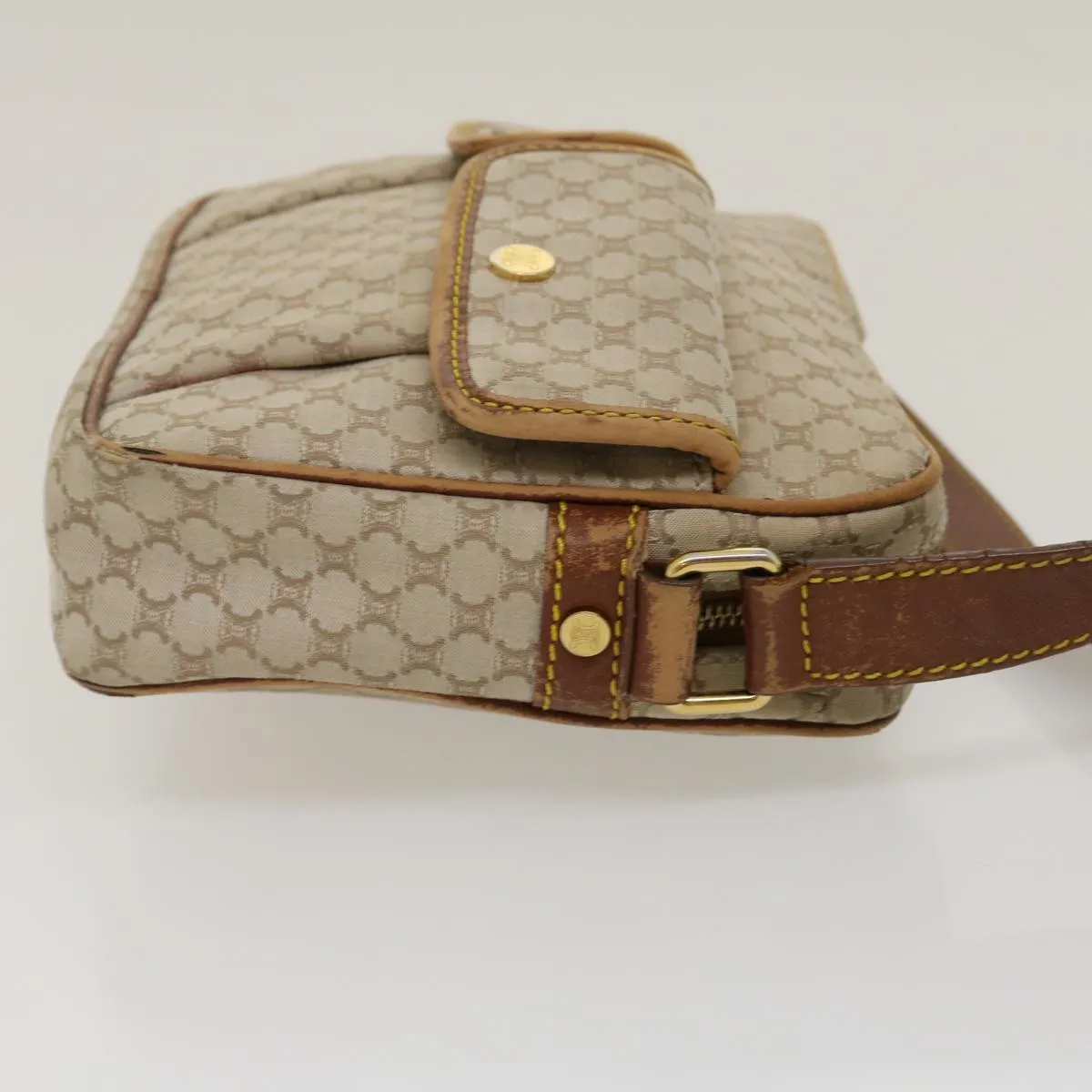 Celine Macadam Canvas Shoulder Bag Beige Brown  ar7069