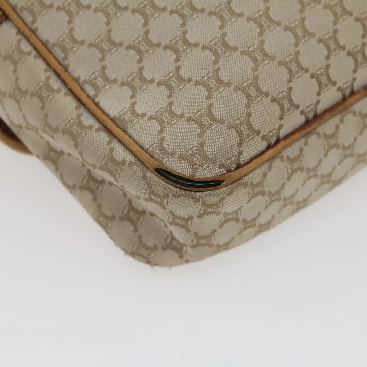 Celine Macadam Canvas Shoulder Bag Beige Brown  ar7069