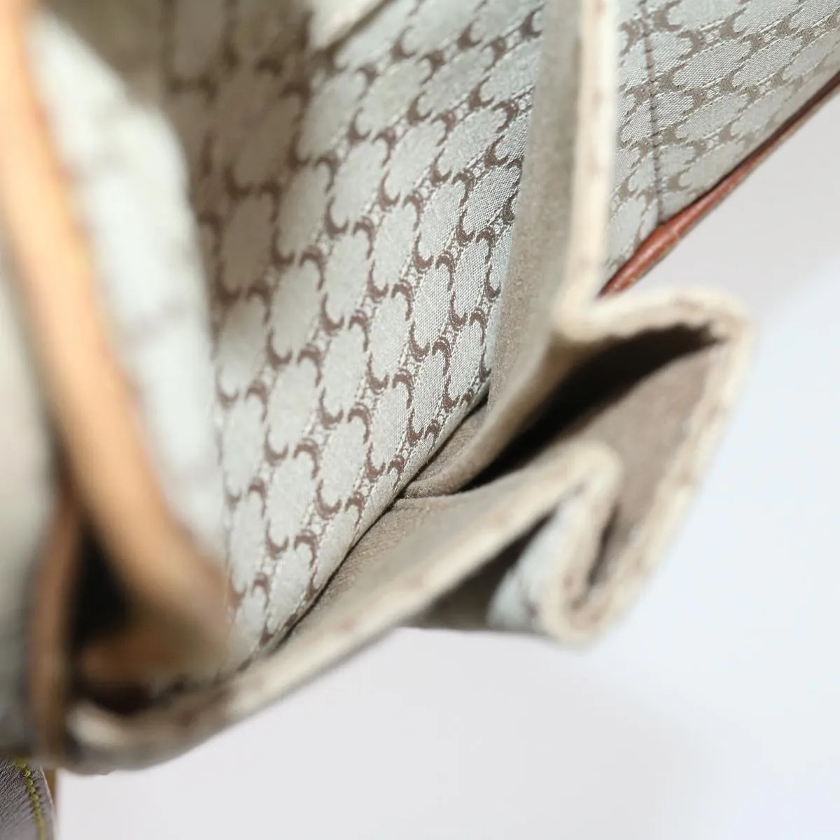 Celine Macadam Canvas Shoulder Bag Beige Brown  ar7069