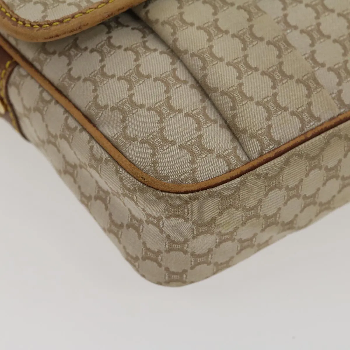 Celine Macadam Canvas Shoulder Bag Beige Brown  ar7069