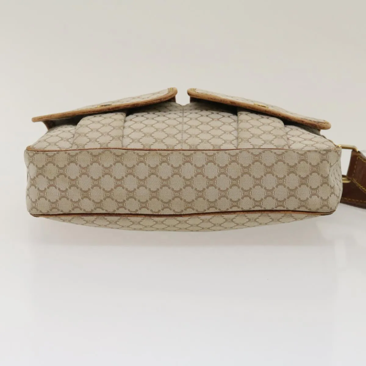 Celine Macadam Canvas Shoulder Bag Beige Brown  ar7069