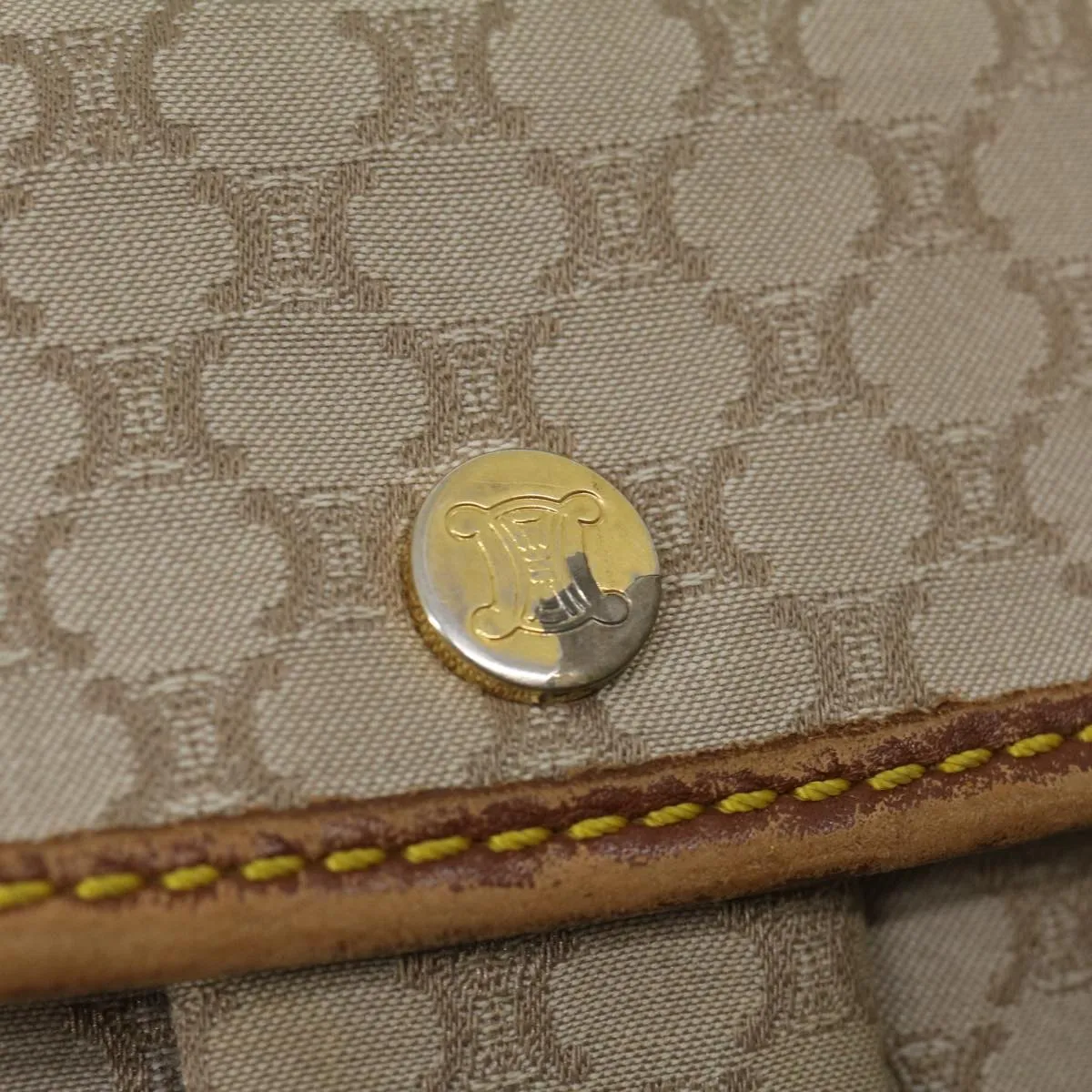 Celine Macadam Canvas Shoulder Bag Beige Brown  ar7069
