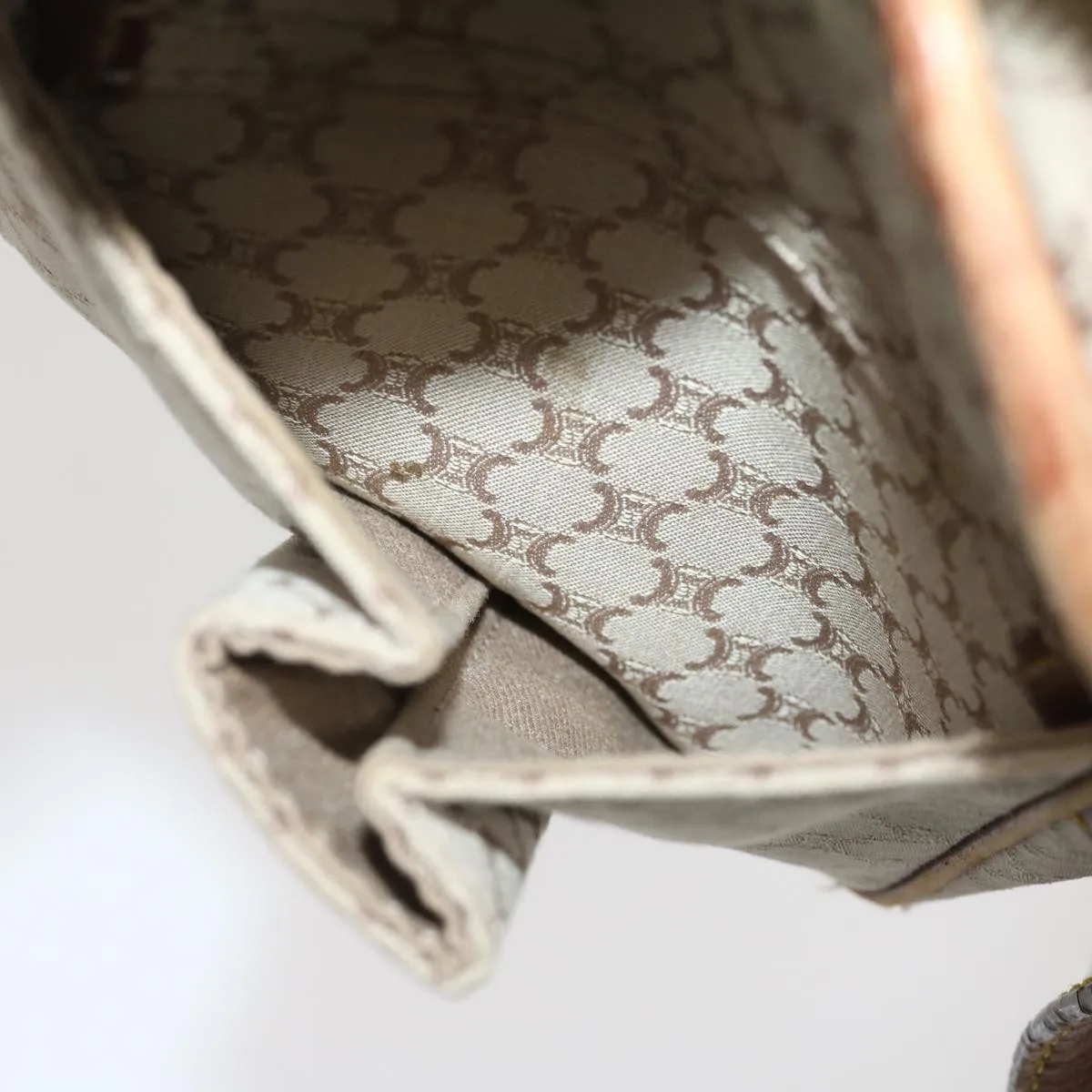 Celine Macadam Canvas Shoulder Bag Beige Brown  ar7069