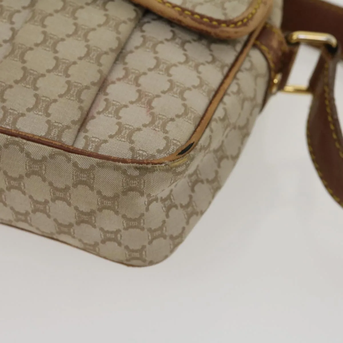 Celine Macadam Canvas Shoulder Bag Beige Brown  ar7069