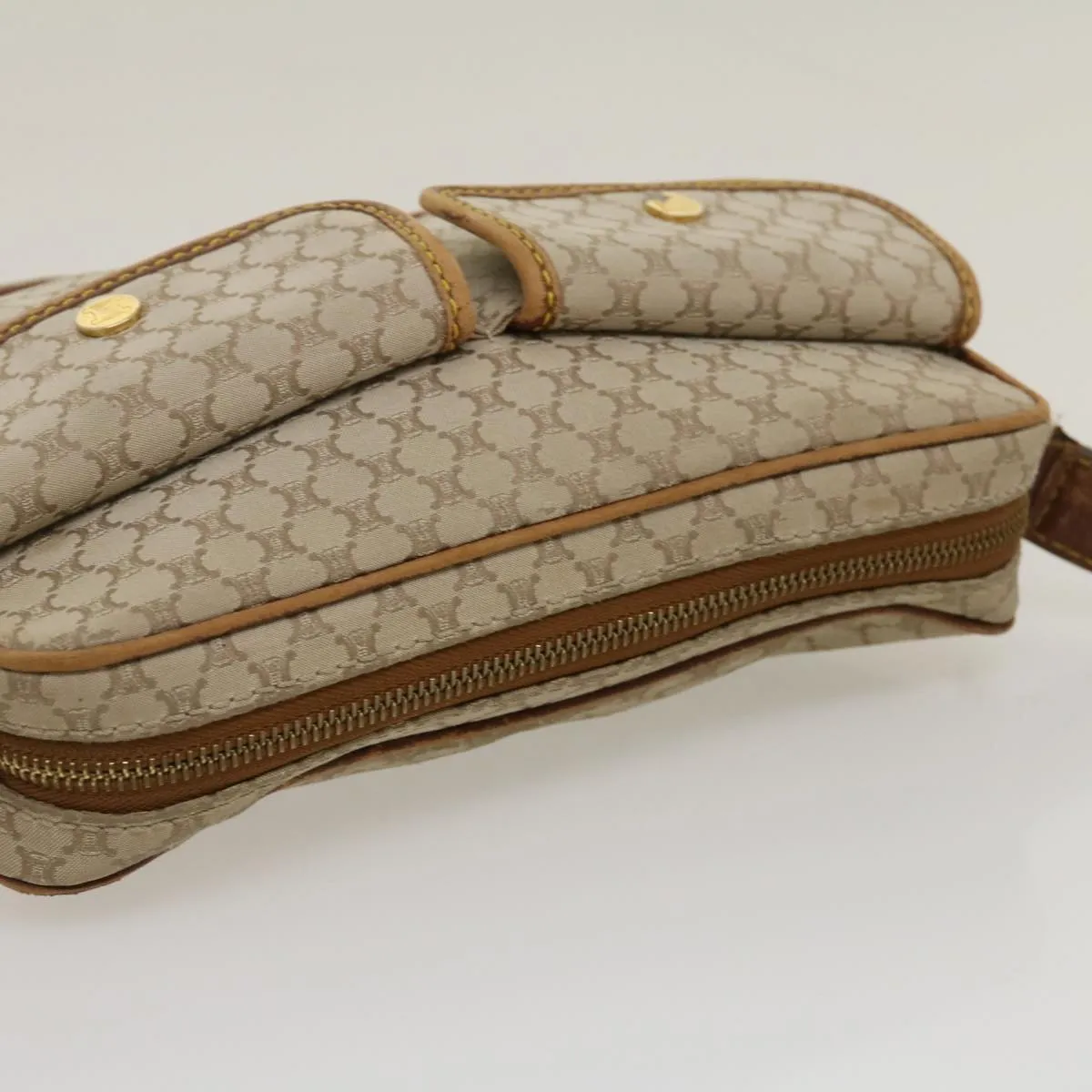 Celine Macadam Canvas Shoulder Bag Beige Brown  ar7069