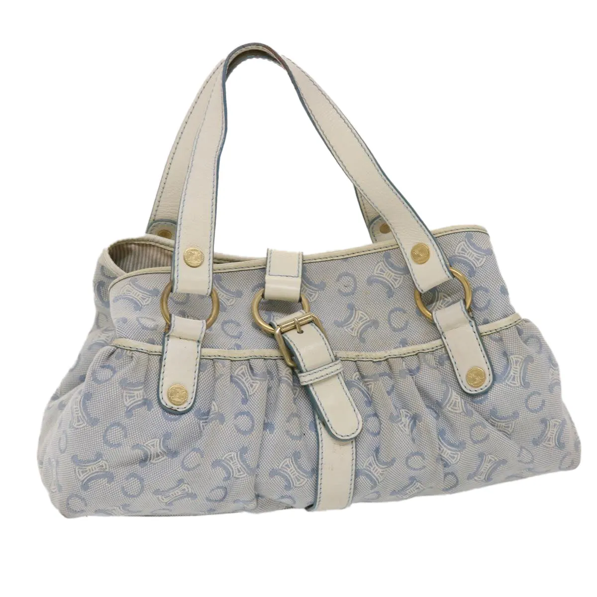 Celine Paris Macadam Shoulder Bag Canvas Blue White  bs6303