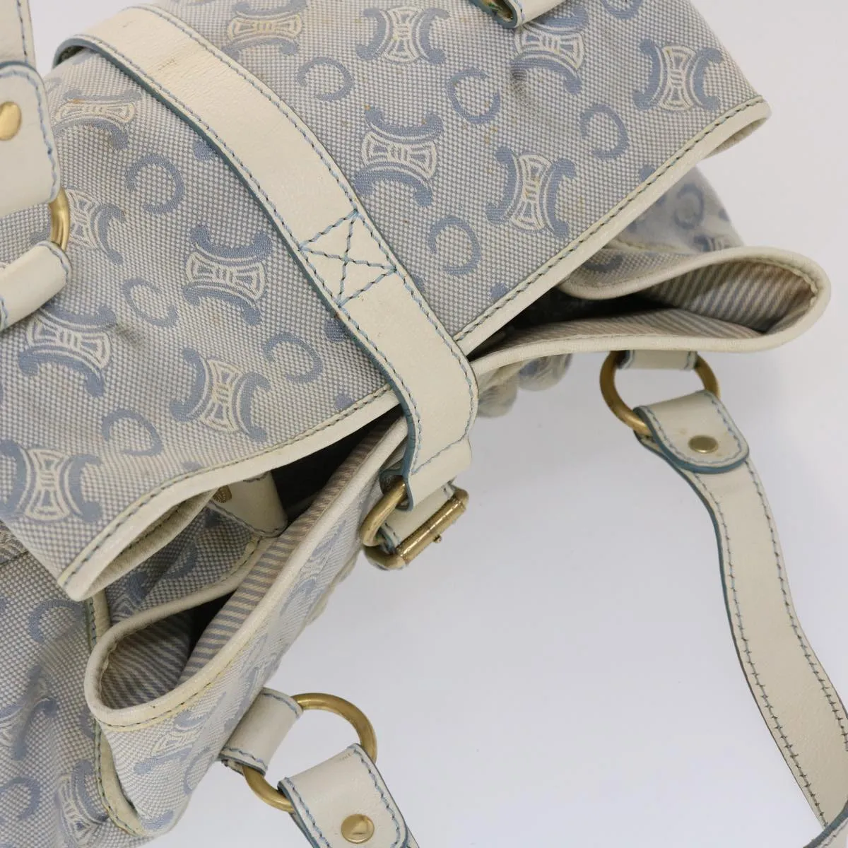 Celine Paris Macadam Shoulder Bag Canvas Blue White  bs6303