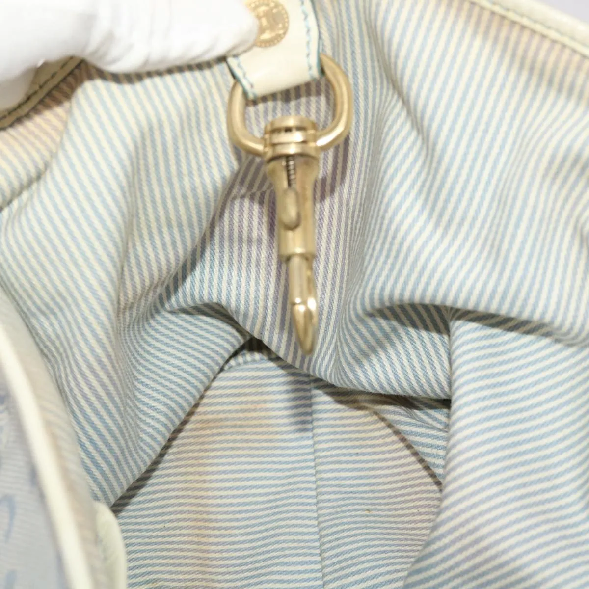 Celine Paris Macadam Shoulder Bag Canvas Blue White  bs6303
