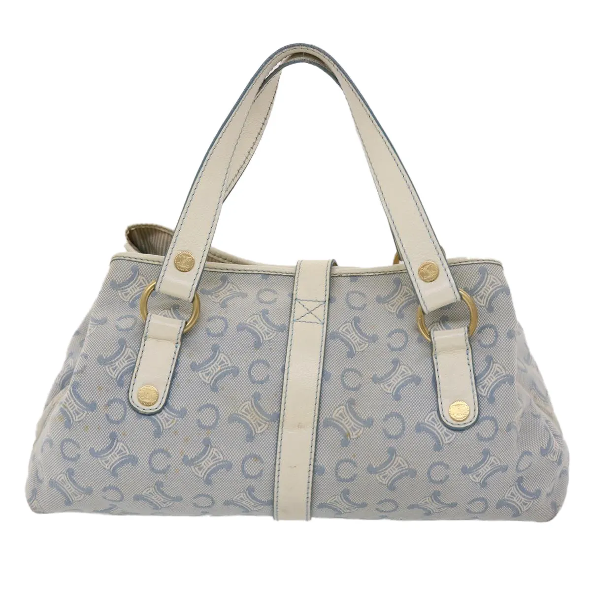 Celine Paris Macadam Shoulder Bag Canvas Blue White  bs6303