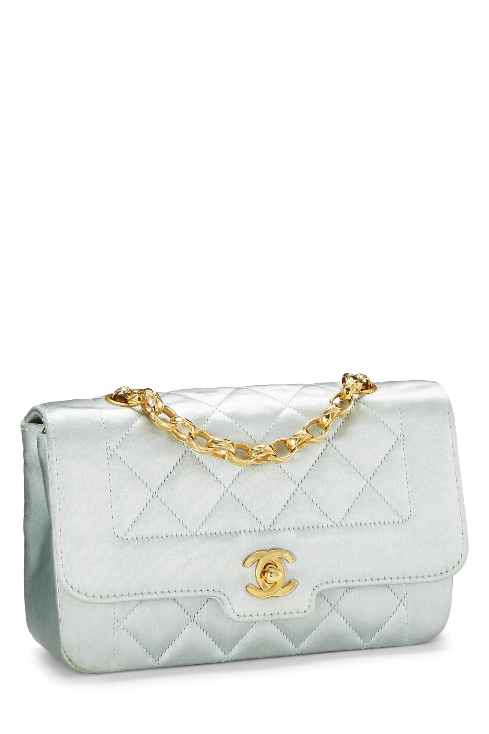 Chanel,  Blue Satin Border Tab Mini, Blue