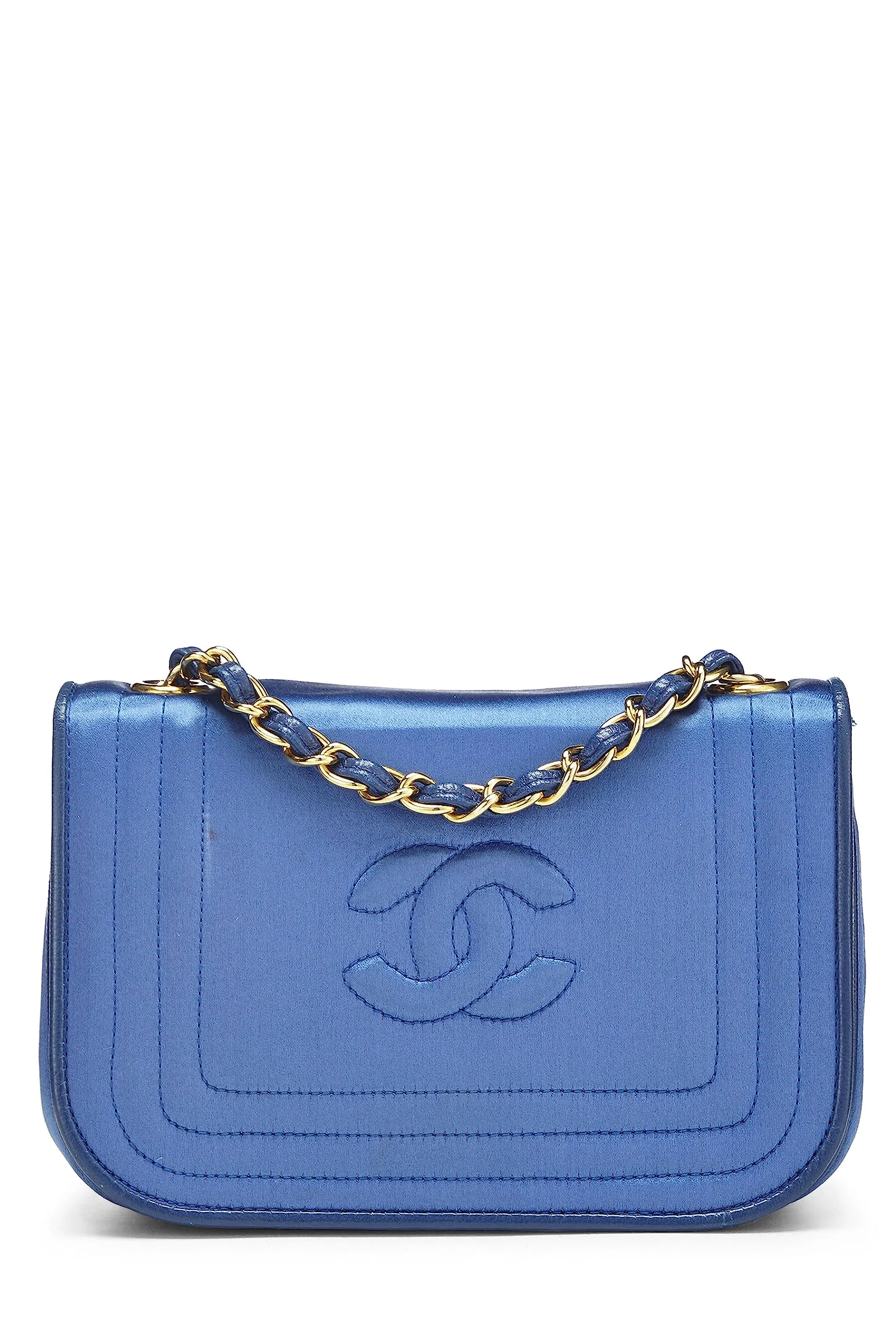 Chanel,  Blue Satin Triborder Flap Mini, Blue