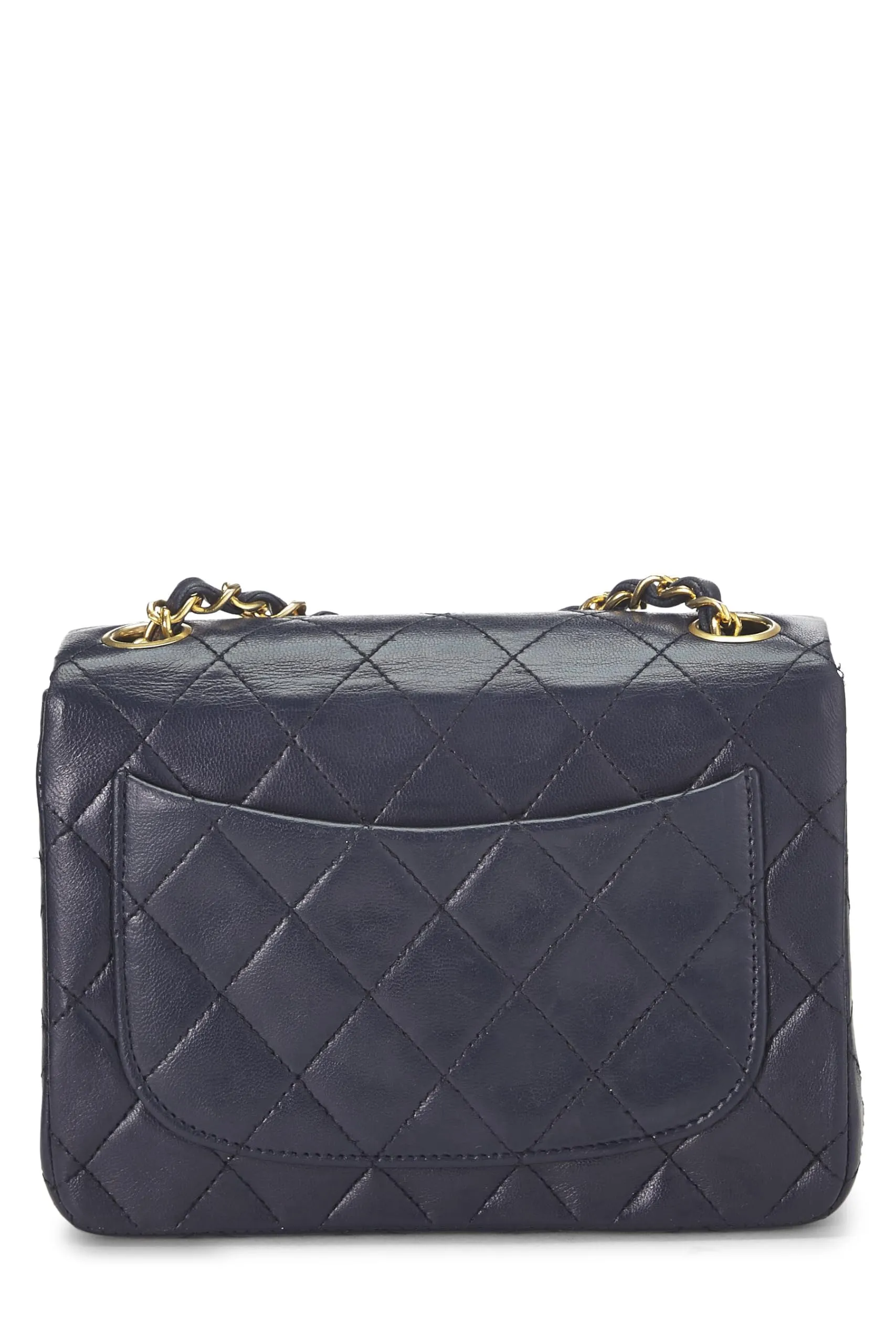Chanel,  Navy Quilted Lambskin Half Flap Mini, Navy