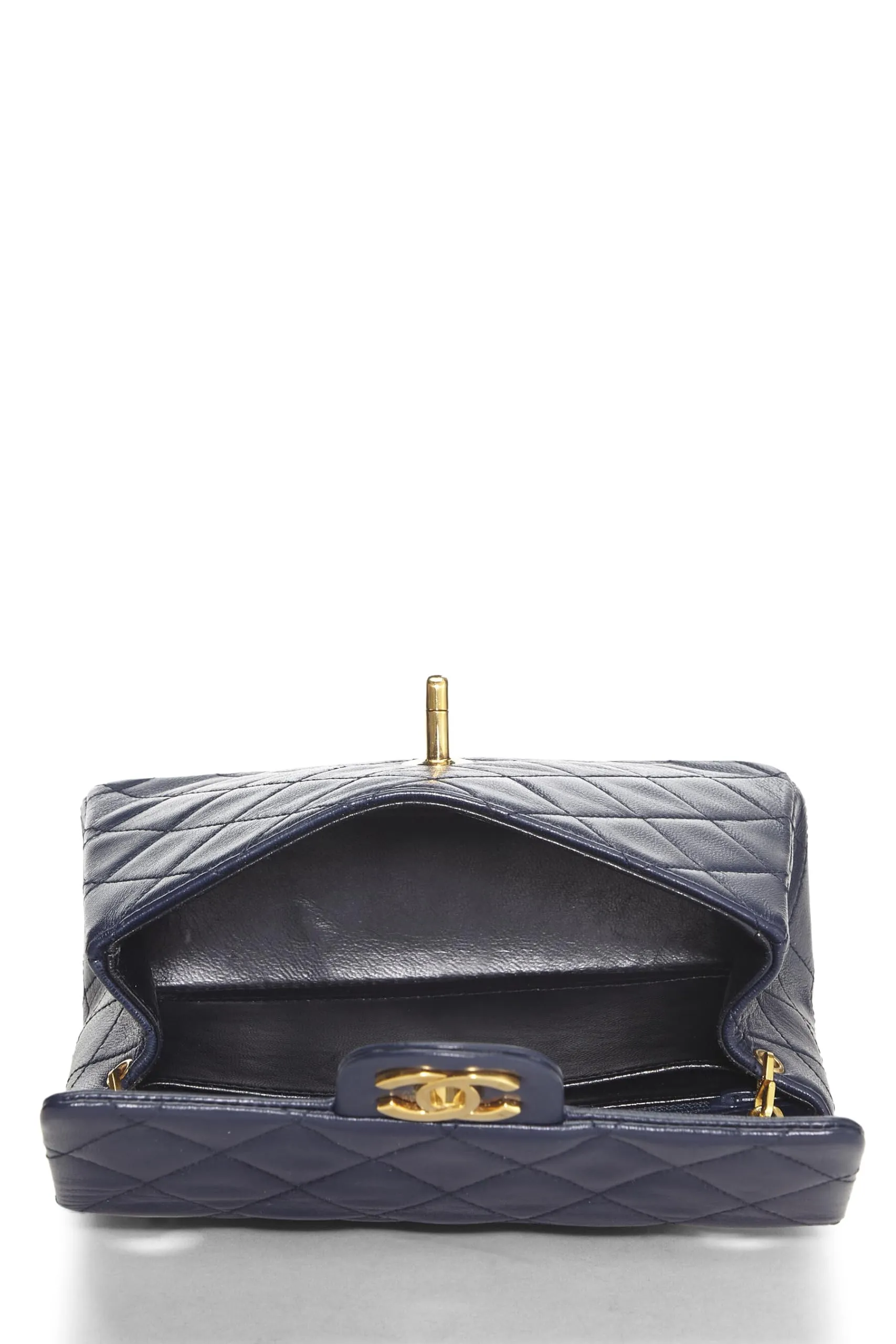 Chanel,  Navy Quilted Lambskin Half Flap Mini, Navy