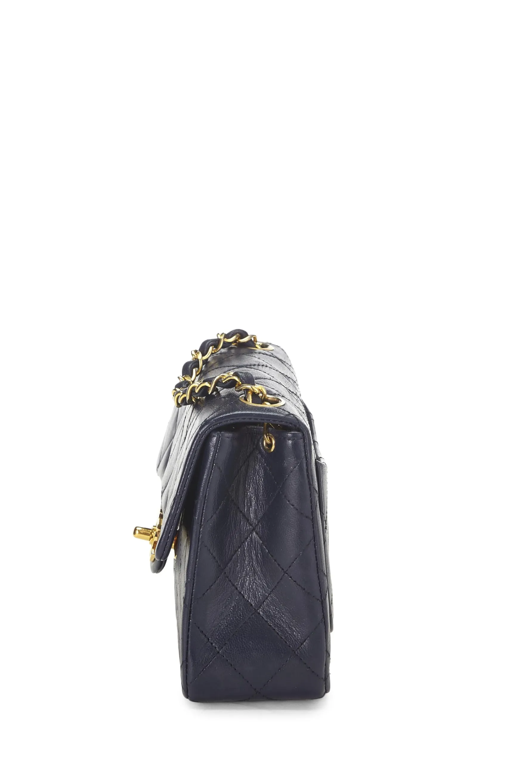 Chanel,  Navy Quilted Lambskin Half Flap Mini, Navy