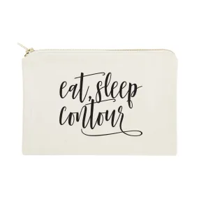 Eat, Sleep, Contour Cotton Canvas Cosmetic Bag by The Cotton & Canvas Co.