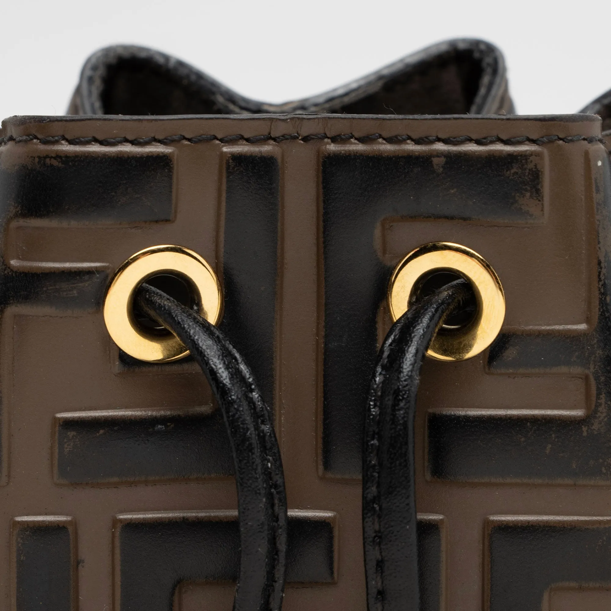 Fendi FF Embossed Calfskin Mon Tresor Mini Bucket Bag (SHF-ci9vp1)