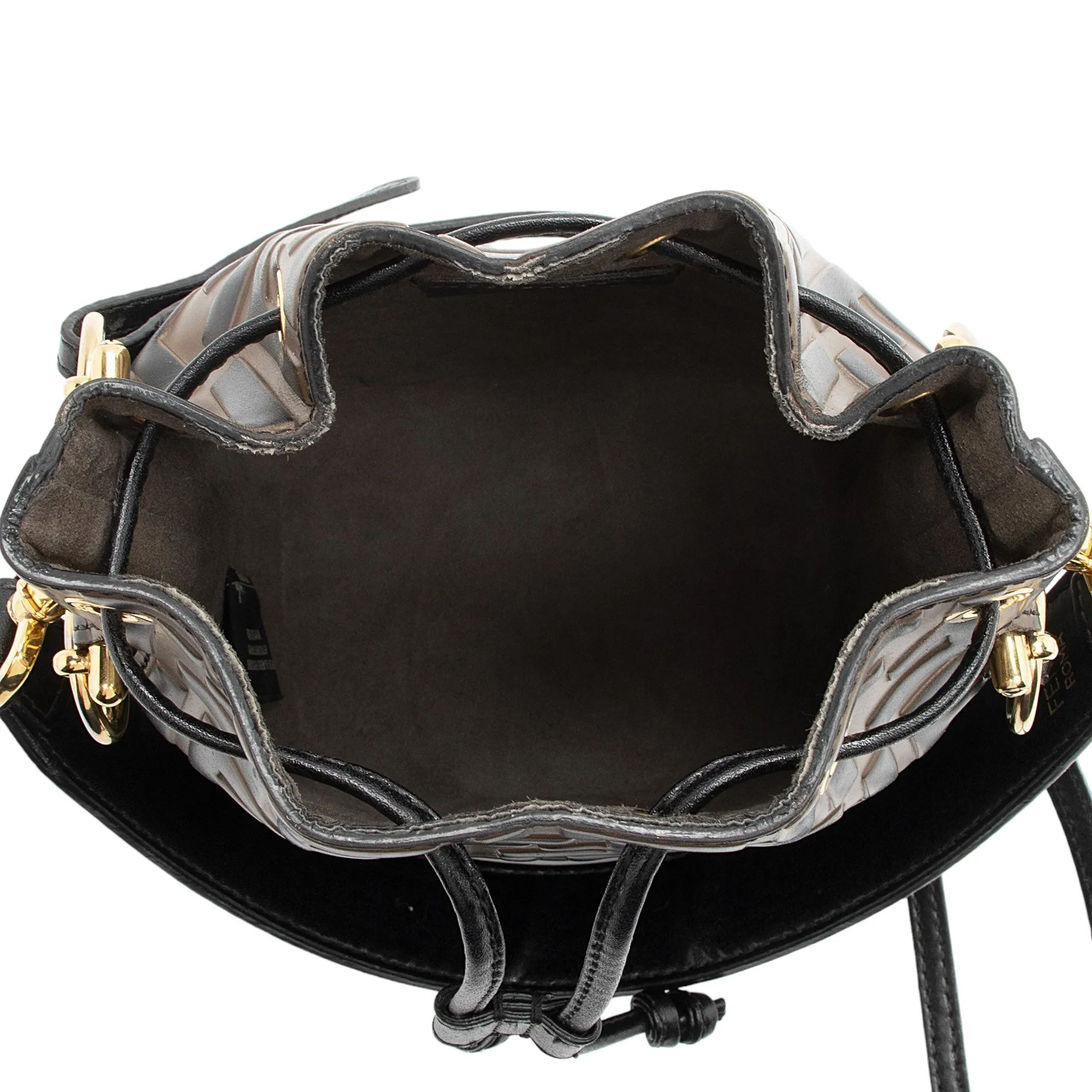 Fendi FF Embossed Calfskin Mon Tresor Mini Bucket Bag (SHF-ci9vp1)