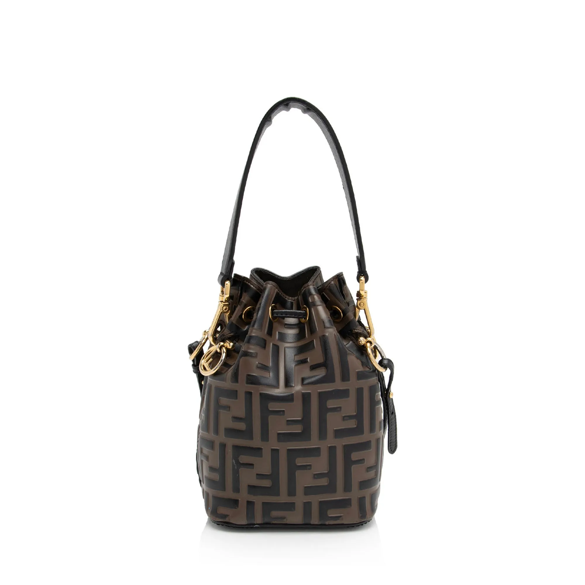 Fendi FF Embossed Calfskin Mon Tresor Mini Bucket Bag (SHF-ci9vp1)