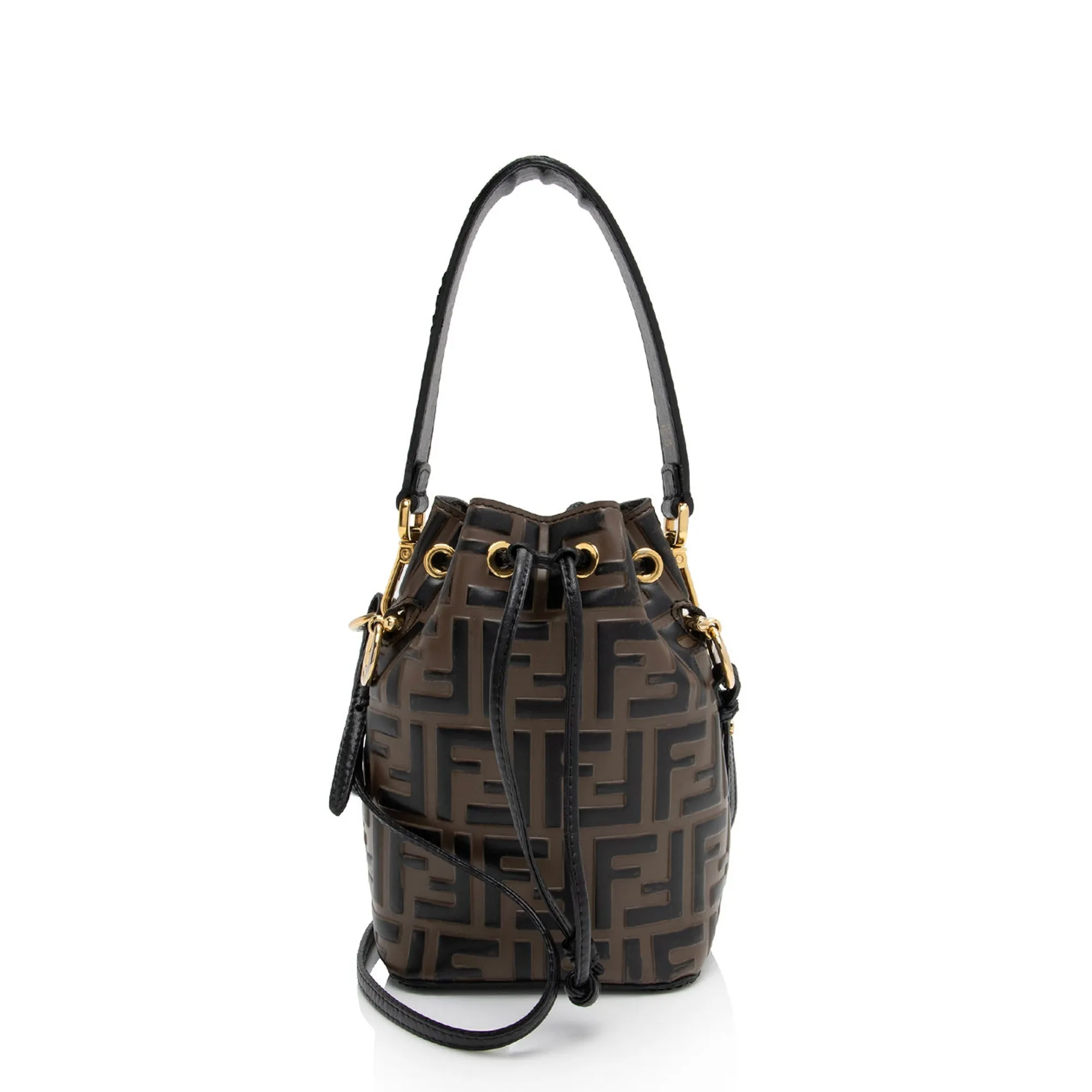 Fendi FF Embossed Calfskin Mon Tresor Mini Bucket Bag (SHF-ci9vp1)