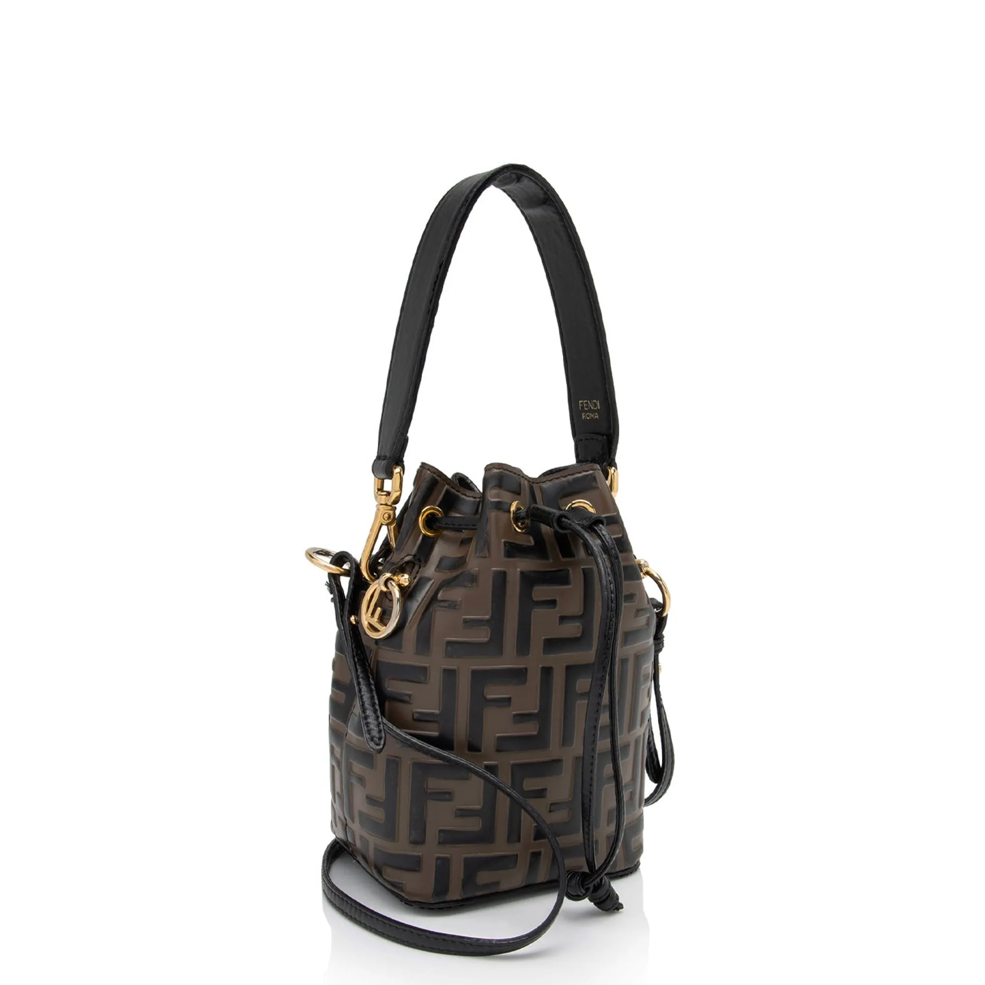 Fendi FF Embossed Calfskin Mon Tresor Mini Bucket Bag (SHF-ci9vp1)
