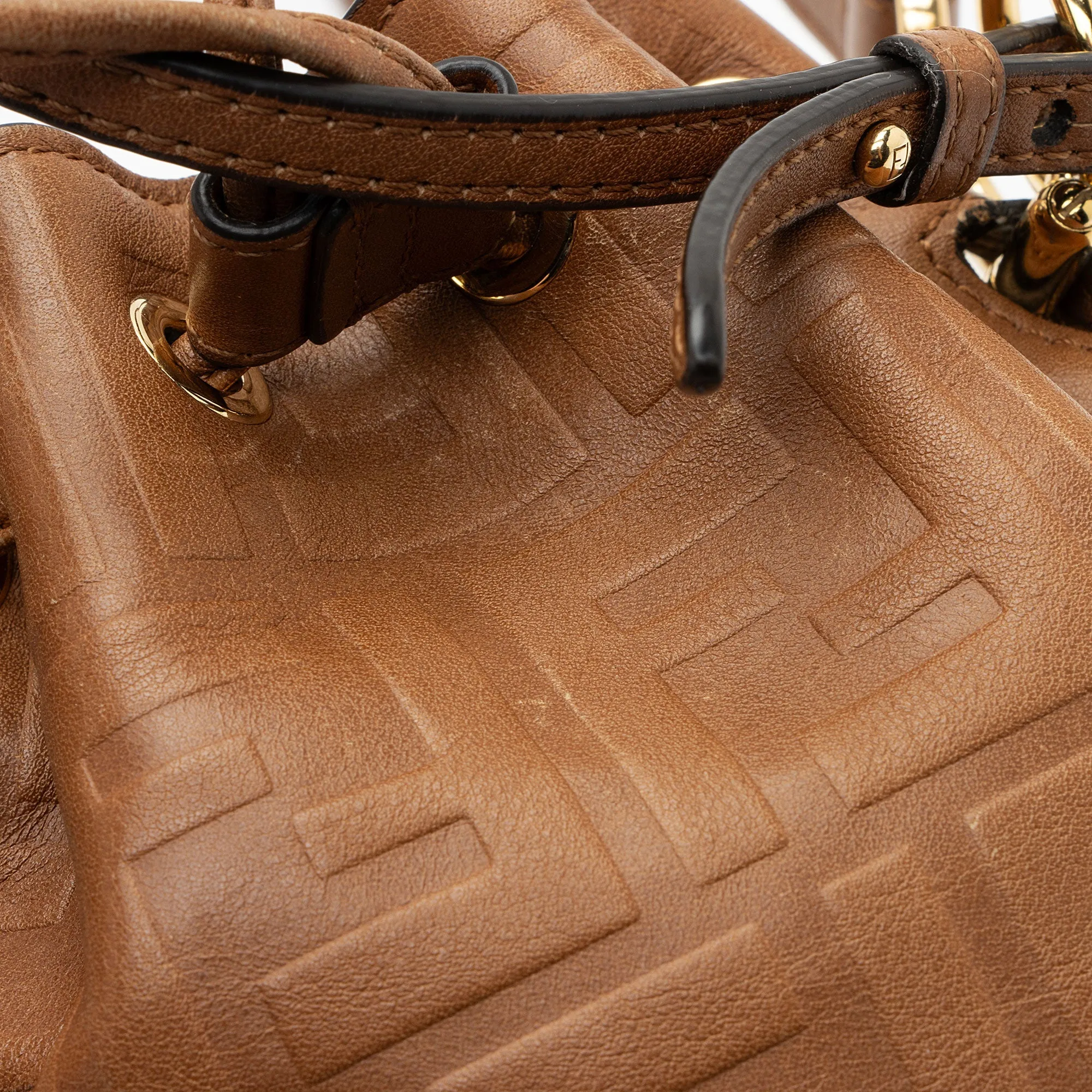 Fendi FF Embossed Calfskin Mon Tresor Mini Bucket Bag (SHF-E3Olct)