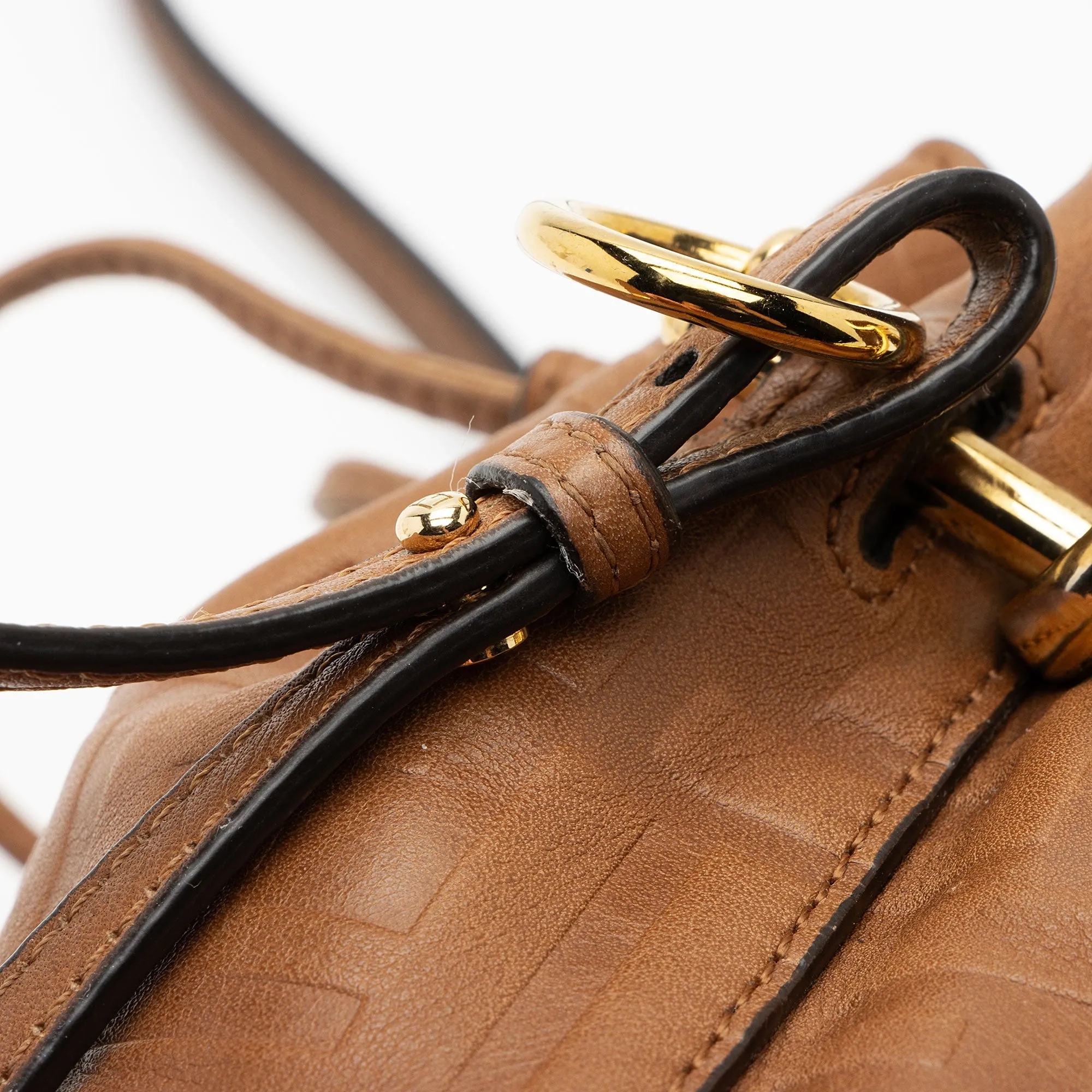 Fendi FF Embossed Calfskin Mon Tresor Mini Bucket Bag (SHF-E3Olct)