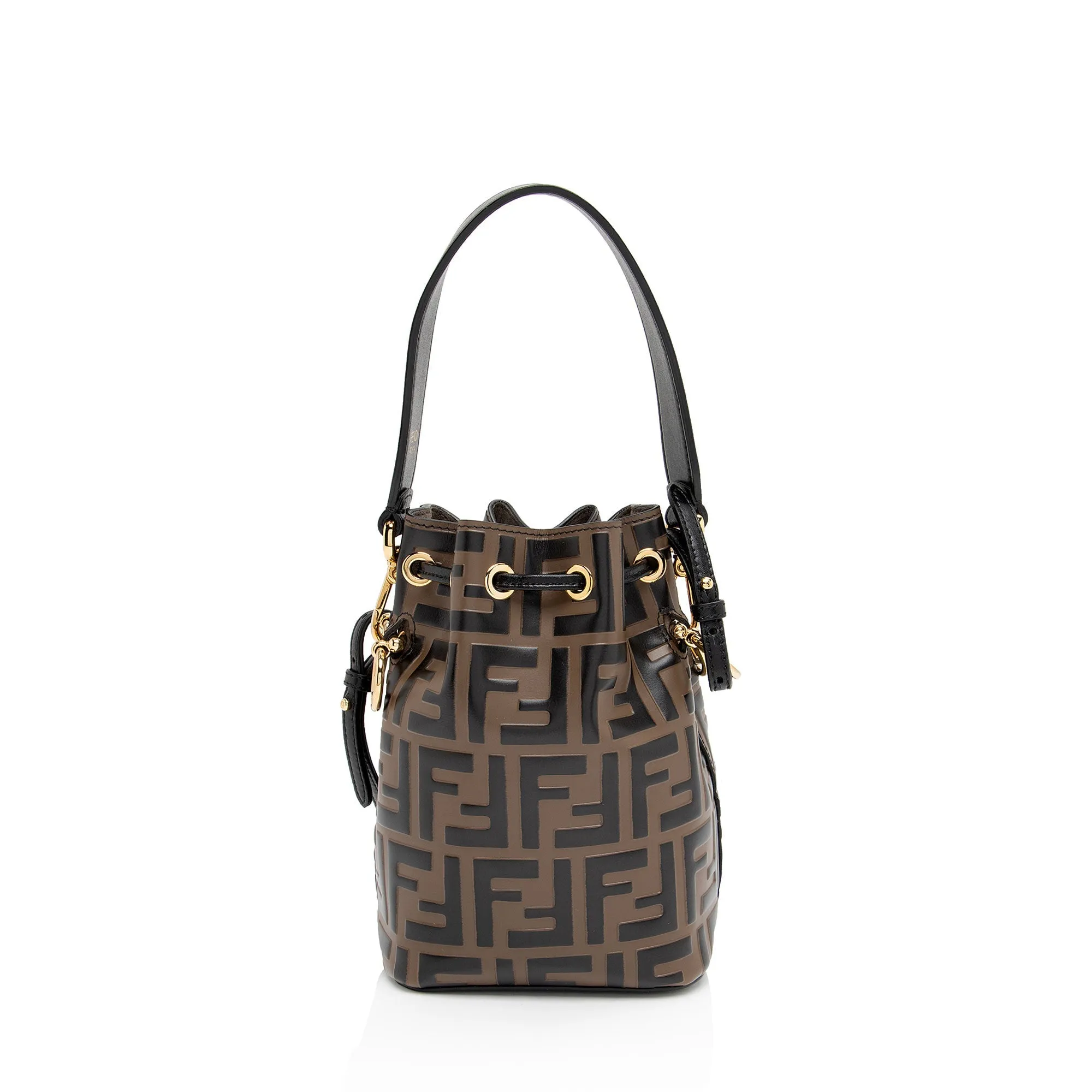 Fendi FF Embossed Calfskin Mon Tresor Mini Bucket Bag (SHF-NZkK6E)