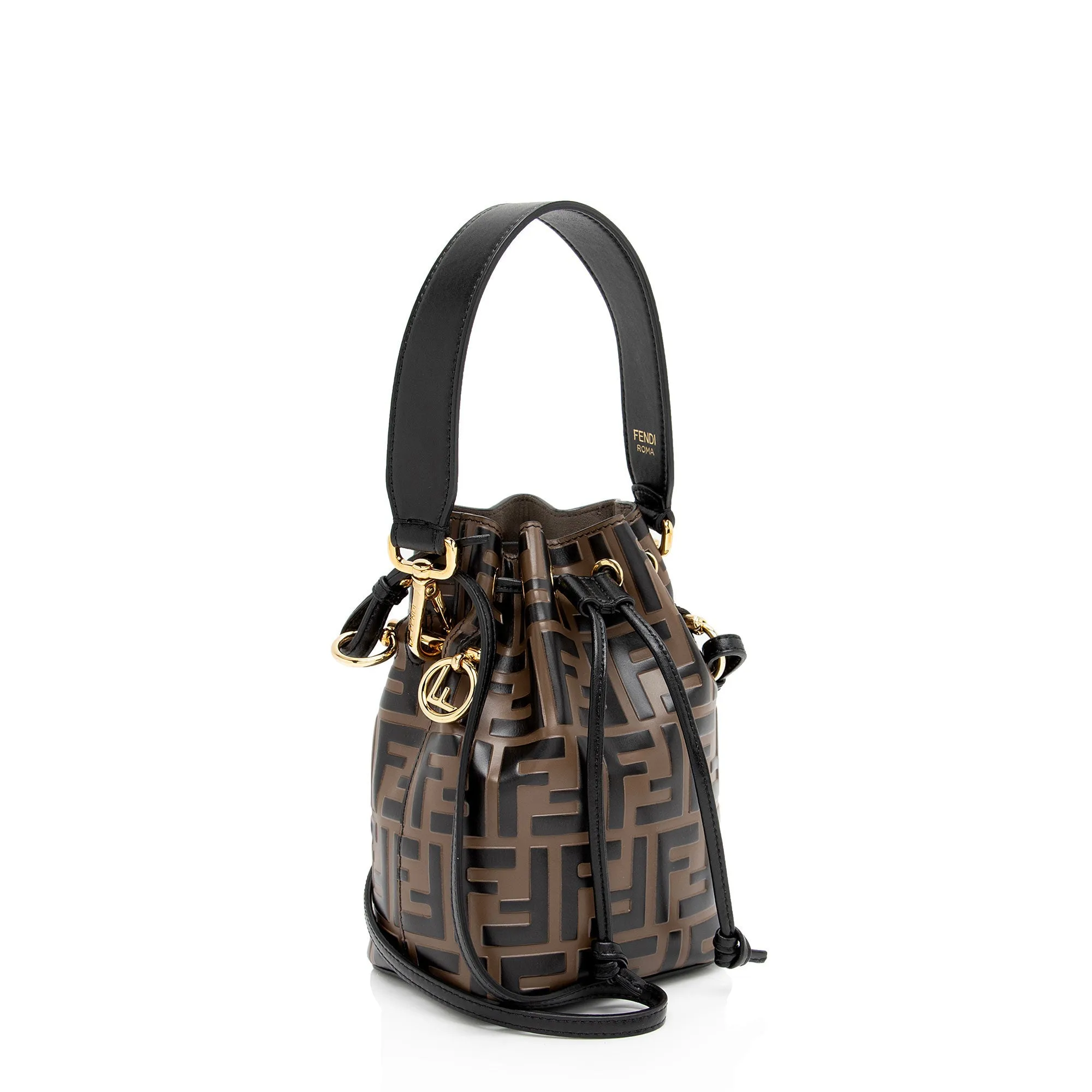 Fendi FF Embossed Calfskin Mon Tresor Mini Bucket Bag (SHF-NZkK6E)