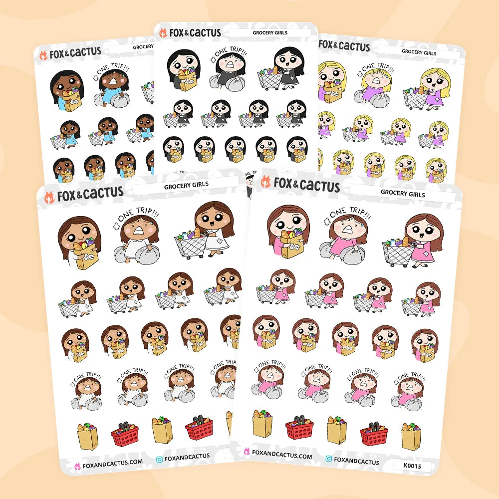 Grocery Kawaii Girl Stickers