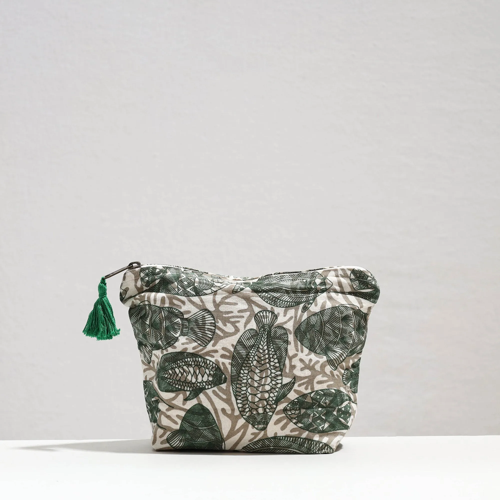 Handcrafted Printed Cotton Cosmetic Pouch