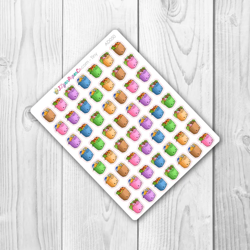 Kawaii Grocery Bag Stickers | AD050