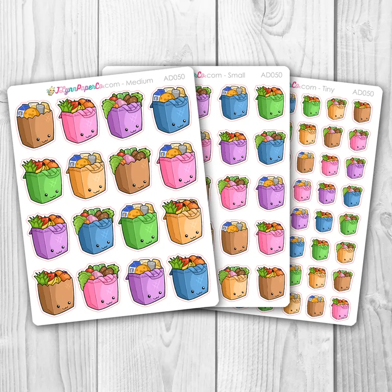 Kawaii Grocery Bag Stickers | AD050