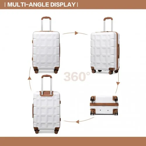 Kono 28 Inch Lightweight Hard Shell ABS Suitcase with TSA Lock - White | Durable & Stylish Luggage for Travel