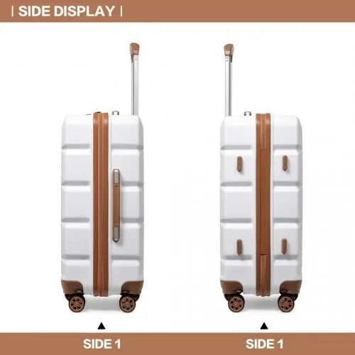 Kono 28 Inch Lightweight Hard Shell ABS Suitcase with TSA Lock - White | Durable & Stylish Luggage for Travel