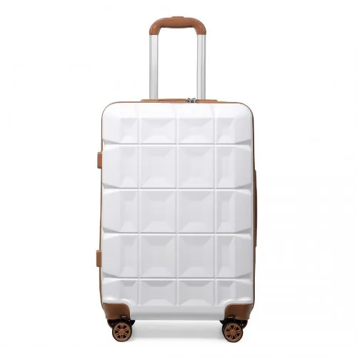 Kono 28 Inch Lightweight Hard Shell ABS Suitcase with TSA Lock - White | Durable & Stylish Luggage for Travel