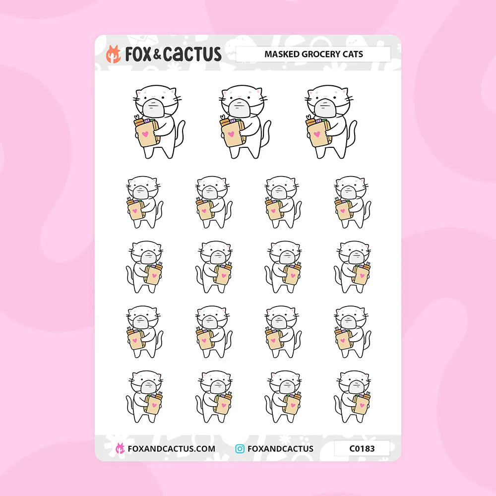 Masked Grocery Cat Stickers