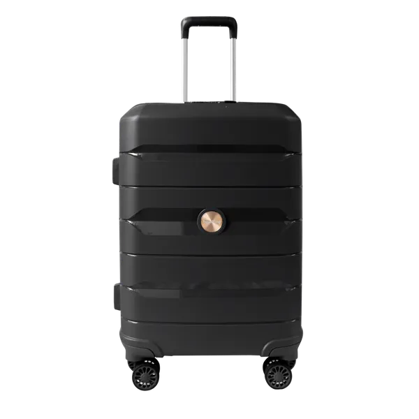 PP Hardside Travel Suitcase Luggage with 8 Spinner Wheels, Aluminum Handle, USB Port (Size 20) TK883 - Black Luxury