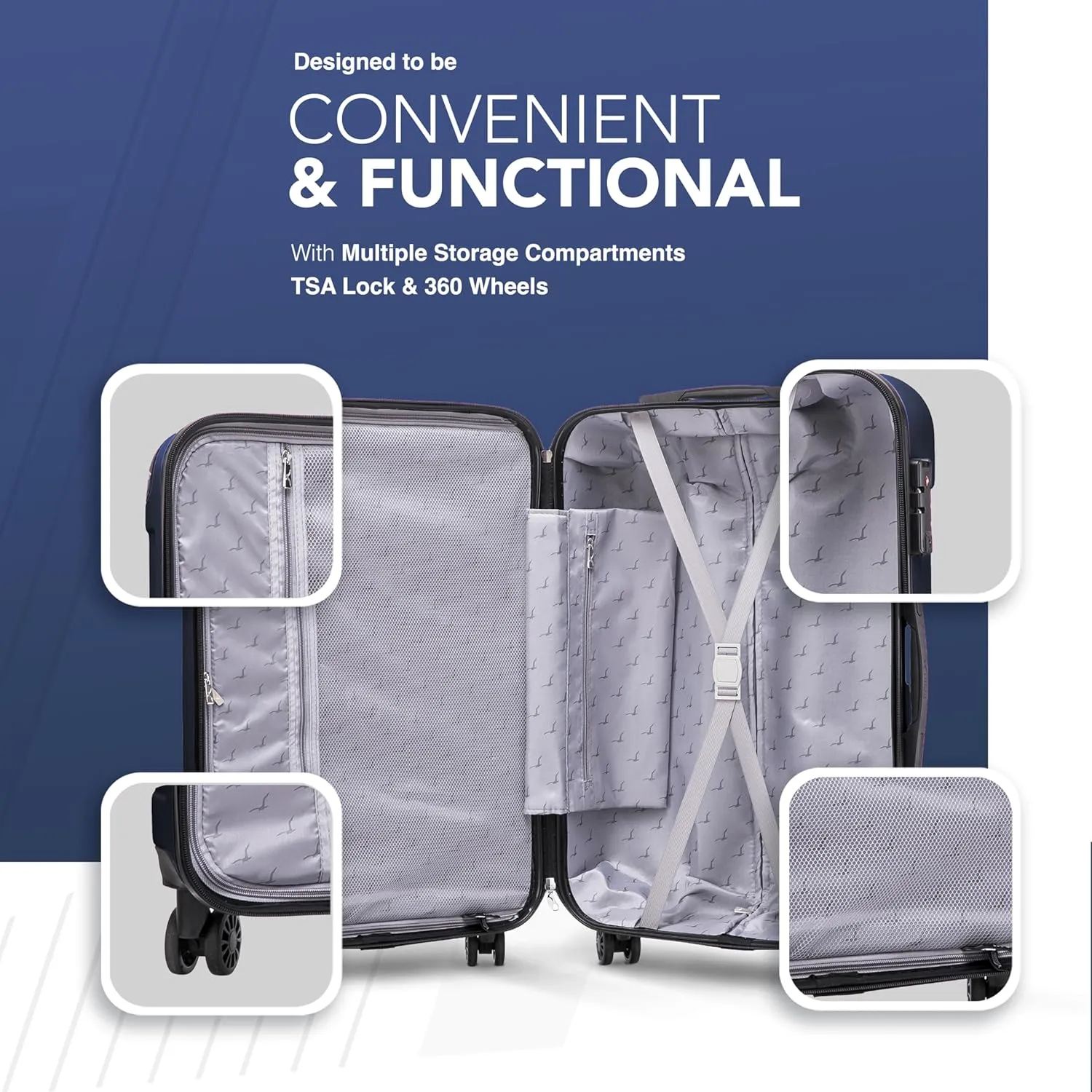 Skywander 2pc 24in & 28in Suitcase - Midnight Blue