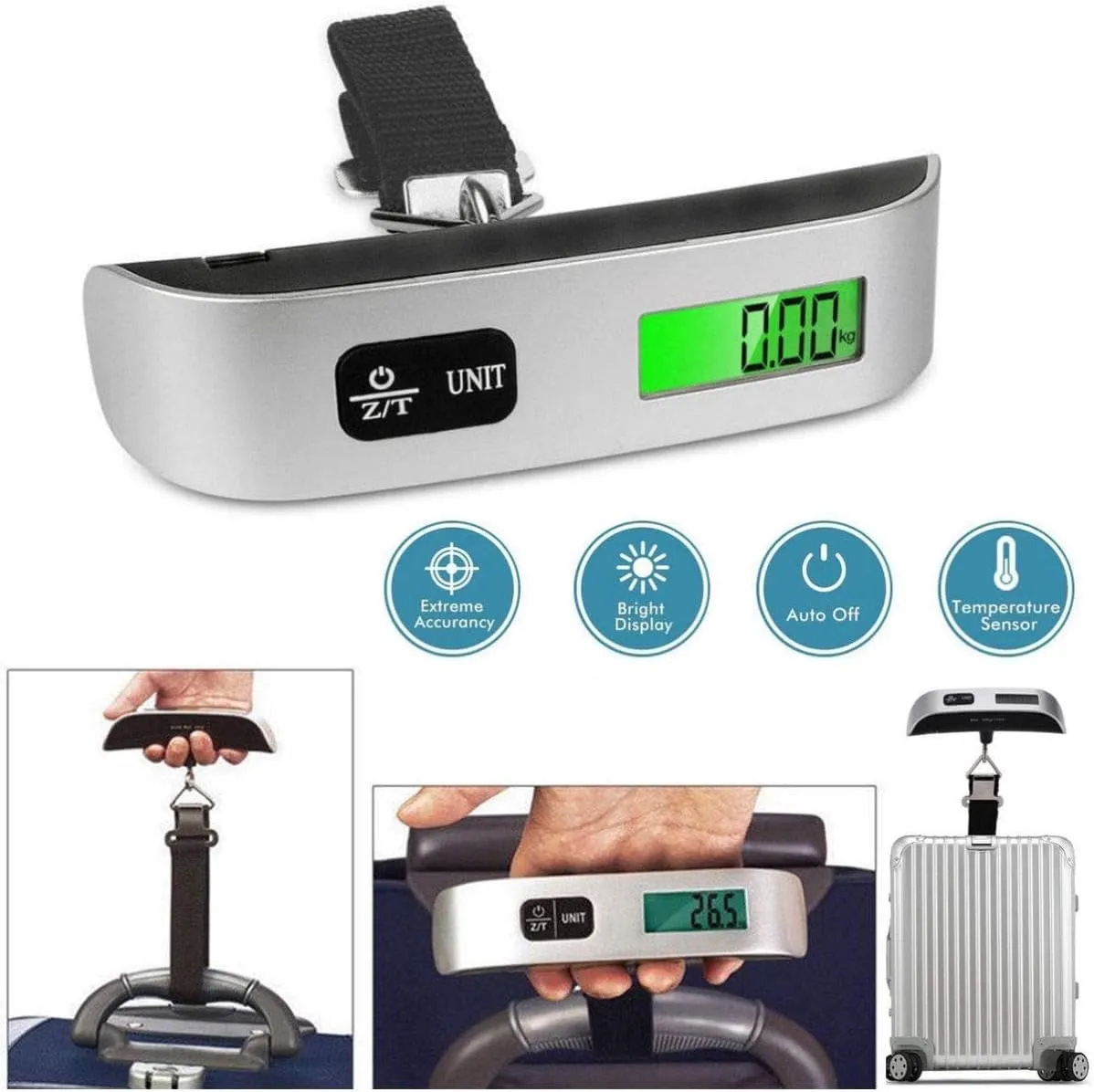 Ultechnovo Digital Hanging Luggage Scale Portable Handheld Baggage Scale For Travel Suitcase Scale For Traveling With Lcd Display 50Kg/110Lb
