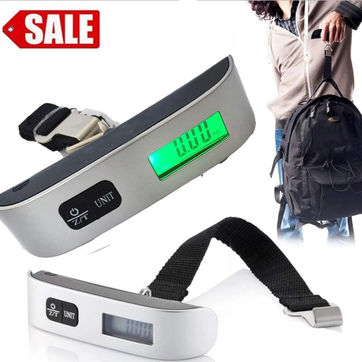 Ultechnovo Digital Hanging Luggage Scale Portable Handheld Baggage Scale For Travel Suitcase Scale For Traveling With Lcd Display 50Kg/110Lb