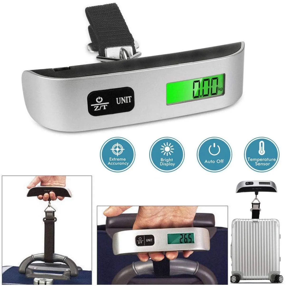 Ultechnovo Digital Hanging Luggage Scale Portable Handheld Baggage Scale For Travel Suitcase Scale For Traveling With Lcd Display 50Kg/110Lb